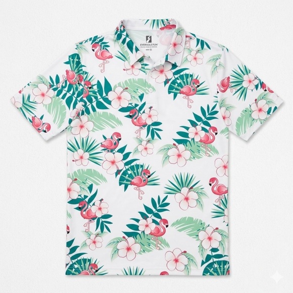 Eversole Run Other - NWOT Eversole Run NWT Men's Performance Golf Polo - Flamingo Floral
